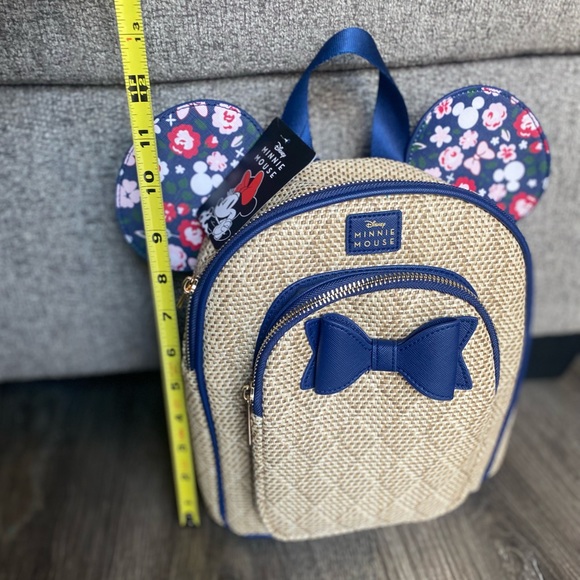 Disney Minnie Mouse mini backpack with two pockets and floral printed ears w/bow - Picture 13 of 14